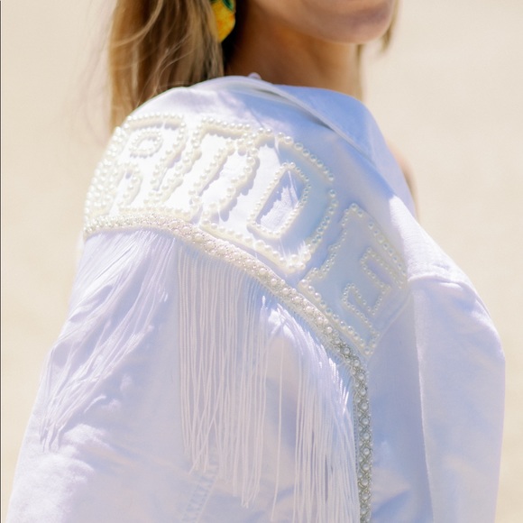 BRIDE White Denim Fringe Jean Jacket - Picture 2 of 7